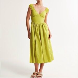 Abercrombie Lime Cap Sleeve Corset Midi Dress NWT